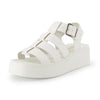 CUSHIONAIRE Poppy White Fashion fisherman platform sandal with +Memory Foam 10