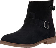 Lucky Brand Galvann Black Leather Pull On Slouchy Buckle Suede Ankle Booties