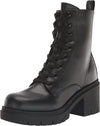 Nine West Juna3 Black2 Lace Up Chunky Block Heel Rounded Toe Combat Ankle Boots