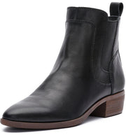 Lucky Brand Tocito Almond Toe Black Chelsea Pull On Leather Casual Ankle Booties