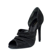 Schutz Quente Black Rhinestone D'Orsay Stiletto High Stiletto Heel Sandal Heels