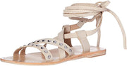 Charles David Steeler Nude Flat Open Toe Tie Up Thin Strappy Gladiator Sandals