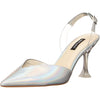 Nine West Heat 3 Silver Pointed Closed Toe Traslucent Detailed Heeled Sandals