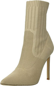 Steve Madden Discreet Stiletto High Heel Pointed Toe Sock Ankle Sock Boots Blush