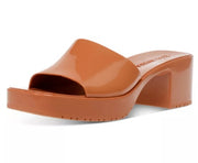 Steve Madden Harlin Camel Open Toe Slide-On Single Strap Heeled Sandal