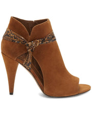 VINCE CAMUTO Annavay Peep-Toe Booties Brown Suede Pumps Ankle Bootie