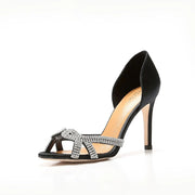 Cecelia New York Sasha Resse Black D'Orsay High Heel Sandal Black Evening Pumps