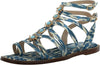 Sam Edelman Tianna Blue Lapis Multi Toe Ring Ankle Strap Flat Gladiator Sandals