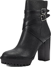 Vince Camuto Elisen Black Rocker Chic Crisscross Straps Towering High Heel Boots