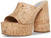 Steve Madden Jungle Natural Block Heel Slip On Open Toe Fashion Heeled Sandals
