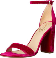 Sam Edelman Yaro Raspberry Ankle Strap Open Round Toe Block Heeled Wide Sandals