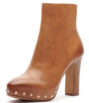 Vince Camuto Nevvina Light Cognac Ankle Block Heel Rounded Toe Boot Boot