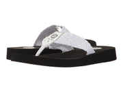 Yellow Box Soleil Easy slip-on Thong Wedge Sandals White Silver