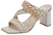 Dolce Vita Partha Ivory Multi Stella Slip On Square Open Toe Block Heeled Sandal