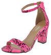 Top Moda Hannah-1 Neon Pink Ankle Strap High Block Heel Open Toe Heeled Sandals