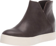 JSlides Women's Shea Slip-On Wedge Platform Sneaker Boot Grey Leather Bootie