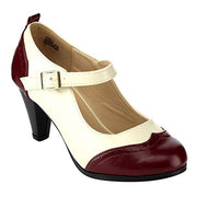 Chase & Chloe Dora-2 Red/White Women's Mary Jane Pumps