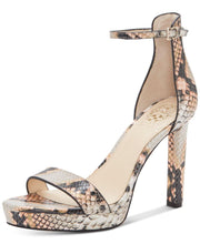 Vince Camuto Sathina Multi Leopard Black Open Ankle Strap Suede Pumps Sandals