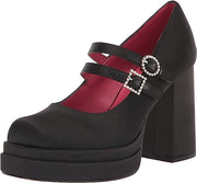 Circus By Sam Edelman Pepper Jewel Black Square Toe Buckle Vamp Strap Heel Pumps