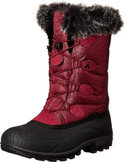 Kamik Momentum Dark Red Pull On Rounded Toe Waterproof Fur Trim Ankle Snow Boots