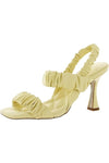 Sam Edelman Marlena Canary Yellow Slip On Ruffled Padded Strap High Heel Sandals