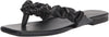 Nine West Daxx Black Slip On Squared Open Toe Ruch Detailed Flats Sandals