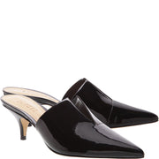 Schutz Ivna Black Patent Leather Kitten Heel Open Back Mule Pump