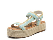 Sam Edelman Artica Woven Flatform Espadrilles Sandal Aqua Blue Wedge Platforms