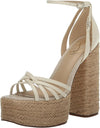 Sam Edelman Kade Modern Ivory Ankle Strap Open Toe Espadrille Block Heel Sandals