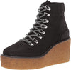 Cecelia New York HELGA Black Leather Hiker Lace up Wedge Platform Ankle Booties