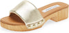 Steve Madden Belong Gold Slip On Wood Clog Open Toe Blocked Heeled Sandals