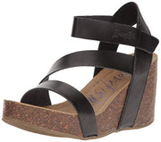 Blowfish Hapuku Wedge Sandal Black Dyecut HIgh Platfrom Footbed Open Sandals