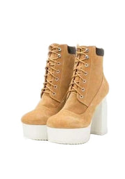 Shellys London Evan Tan Suede Lace Up Platform Lug sole Jeffrey Ankle Boots