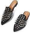 Cape Robbin Enny Slip On Flat Sandals Black pointed Toe Embellished Mule Slides