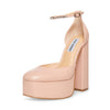 Steve Madden Bangle Blush Leather Ankle Strap Super High Platform Pump Sandals