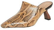 Sam Edelman Skya Cuoiose Snake Print Pointed Toe Spool Heeled Slip On Mules