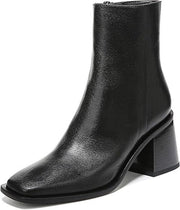 Sam Edelman Winnie Black Squared Toe Stacked Block Heel Fashion Ankle Booties