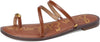 Sam Edelman Harlyn Rich Cognac Strappy Toe Ring Slip On Flat Slides Sandals