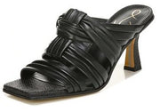 Sam Edelman Karsten Black Leather Squared Toe Kitten Heel Strappy Fashion Mules