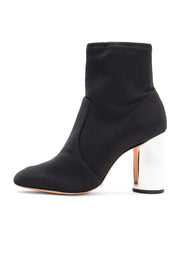 Schutz Pecca Black Suede Metallic Stretchy Fitted Ankle Boot Block Heel Booties