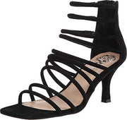 Vince Camuto Ambaritan Black Suede Strappy Multi Band Square Toe Dress Sandals