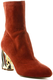 Cape Robbin Bacon Rust Orange Chic Unique Architectural Block Heel Bootie