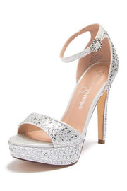 Lauren Lorraine Eifel Open Toe Rhinestone Ankle Strap Open Platform Prom Pumps