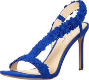 Jessica Simpson Jessin Ultra Violet Suede Open Toe Flower Strap High Heel Sandal