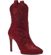 Jessica Simpson Vianne Stiletto Crystal Embellishment Ankle Booties Intense Red