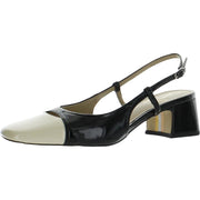 Sam Edelman Tarra Black/White Almond Toe Block Heel Slingback Heeled Sandals