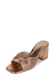 Jeffrey Campbell Melonger-2 Rose Gold Squared Open Toe Knotted Heeled Sandals