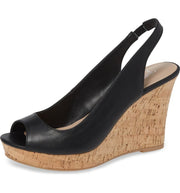 CHARLES DAVID Leandra Suede Peep Toe Low Cork Wedge Slingback Sandals (9.5)