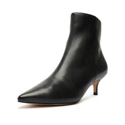 Schutz Mikki Low Black Side Zipper Pointed Toe Stiletto Mid Heel Ankle Boots