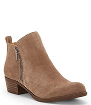 Lucky Brand Basel mushroom olive suede wide width Suede Block Heel Booties